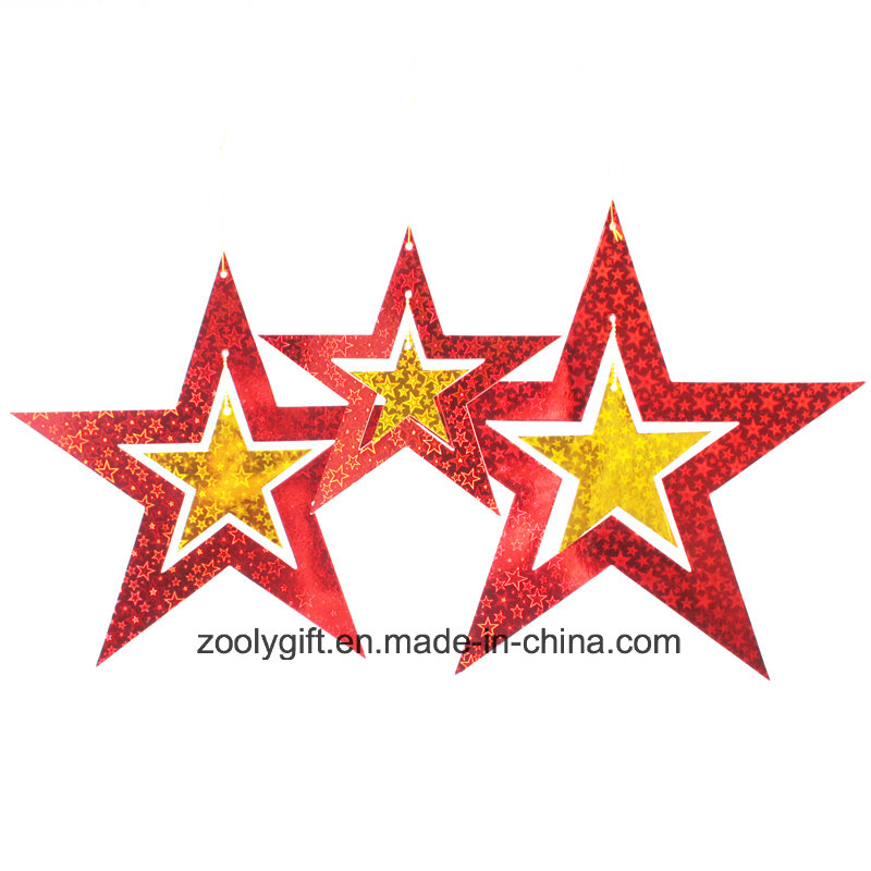 Laser Card Paper Set of Hanging Star Decoration / Hang Paper Star