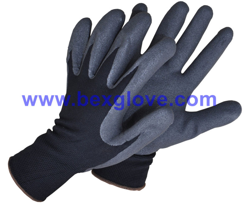 13 Gauge Nylon Liner, Nitrile Coating, Sandy Finish Safety Gloves