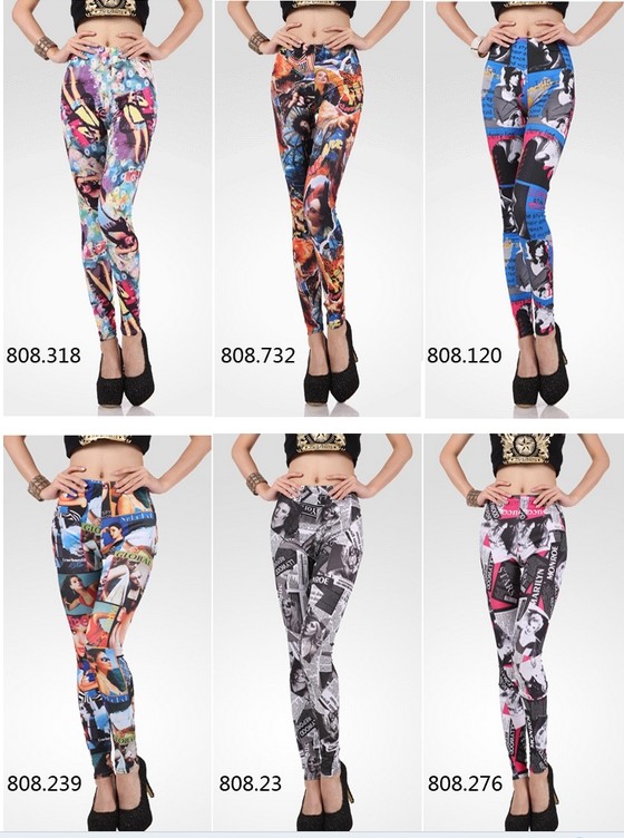 New Fashion Pattern Women 3D Print Stretchy Leggings (82230)