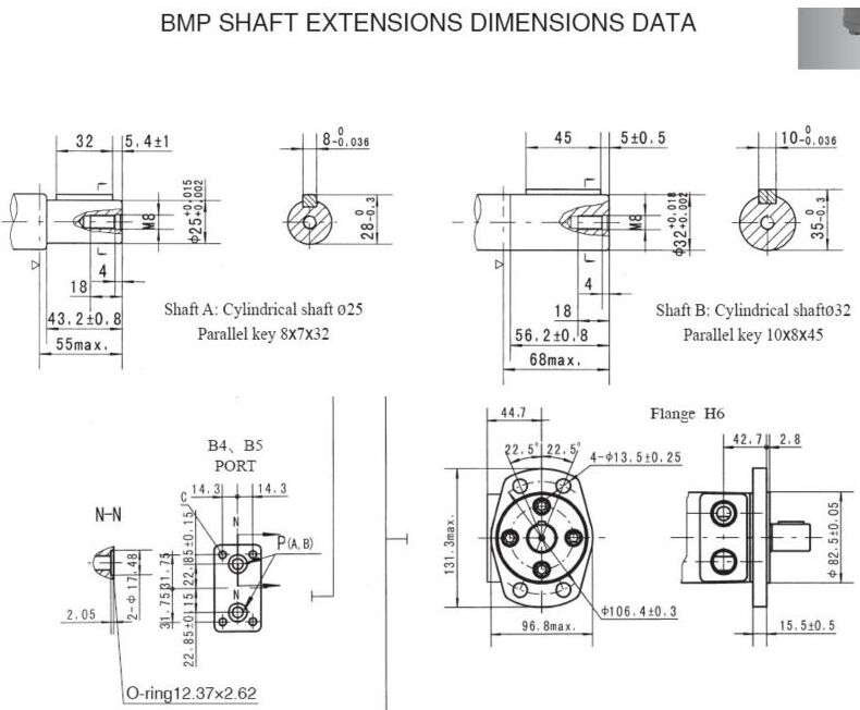 High Torque Low Speed Hydraulic Orbit Motor BMP Orbital Hydraulic Motor