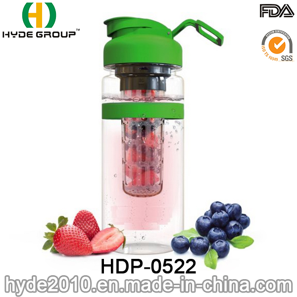 Popular Portable Plastic Fruit Infusion Bottle, 32oz BPA Free Tritan Fruit Infuser Water Bottle (HDP-0522)