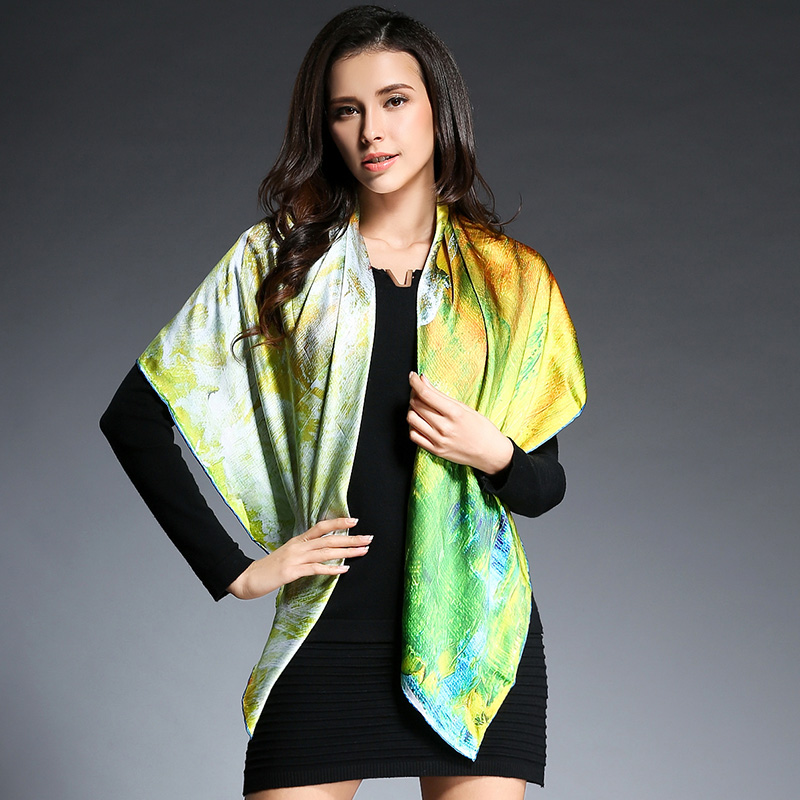 Multicolor Printed Silk Satin Horse Big Square Scarf 100 * 100 Cm