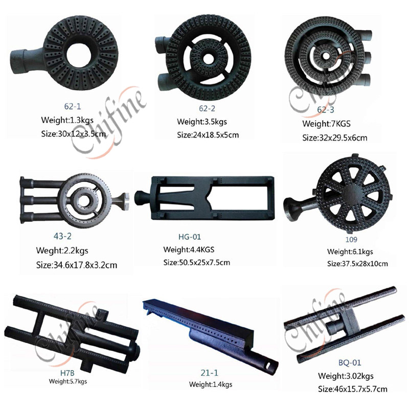 China Manufacturer Cast Iron Grate Gas Burner Cooktop Parts