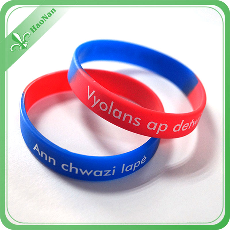 Free Sample Fee Red and Blue Silicone Wristband (HN-GJ-15716)