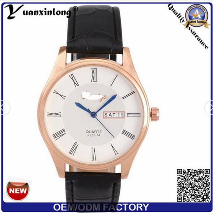 Yxl-513 2016 New Fashion Casual Round Dial Leather Strap Men Watch Hot Watch, Stock Available Wristwatch, Fashionable Wristwatch