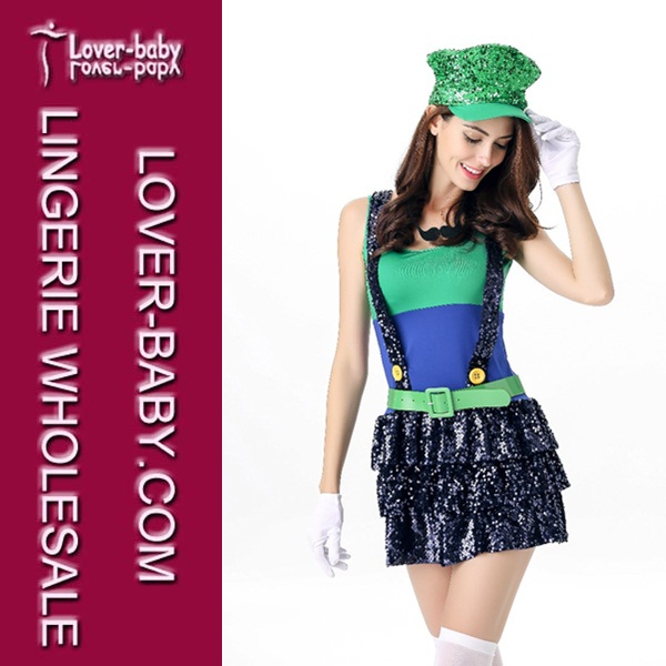 Adult Girls Halloween Mario and Luigi Costume (L15334-1)