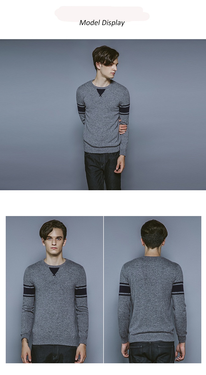 100%Cashmere Long Sleeve Round Neck Knitting Men Sweater