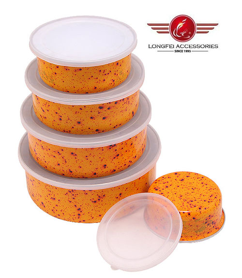 New Style High Quality Iron Enamel Bowl with Lids