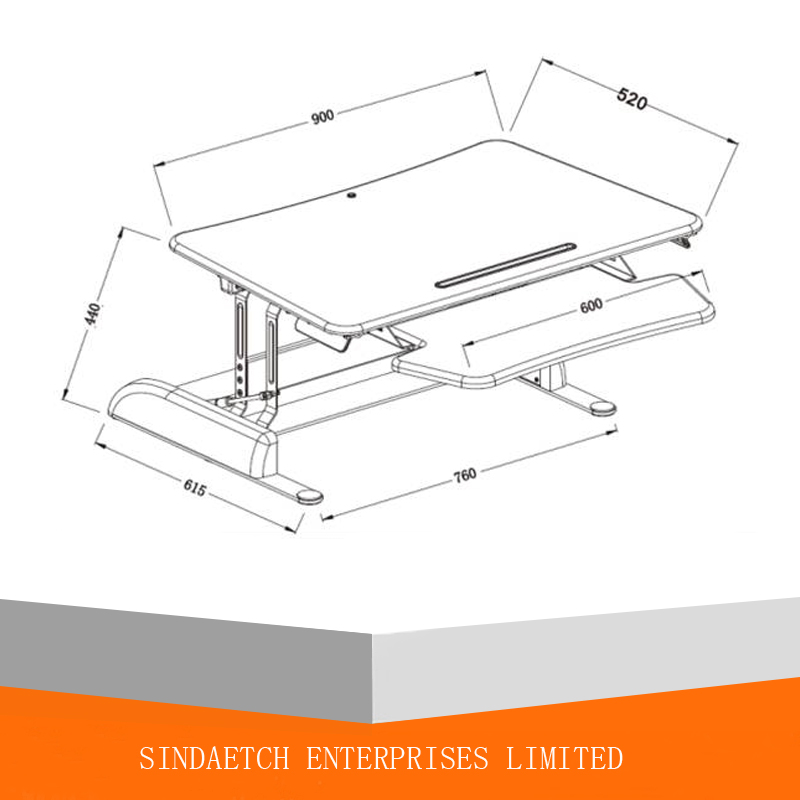 Gas Lifting Height Adjustable Computer Table