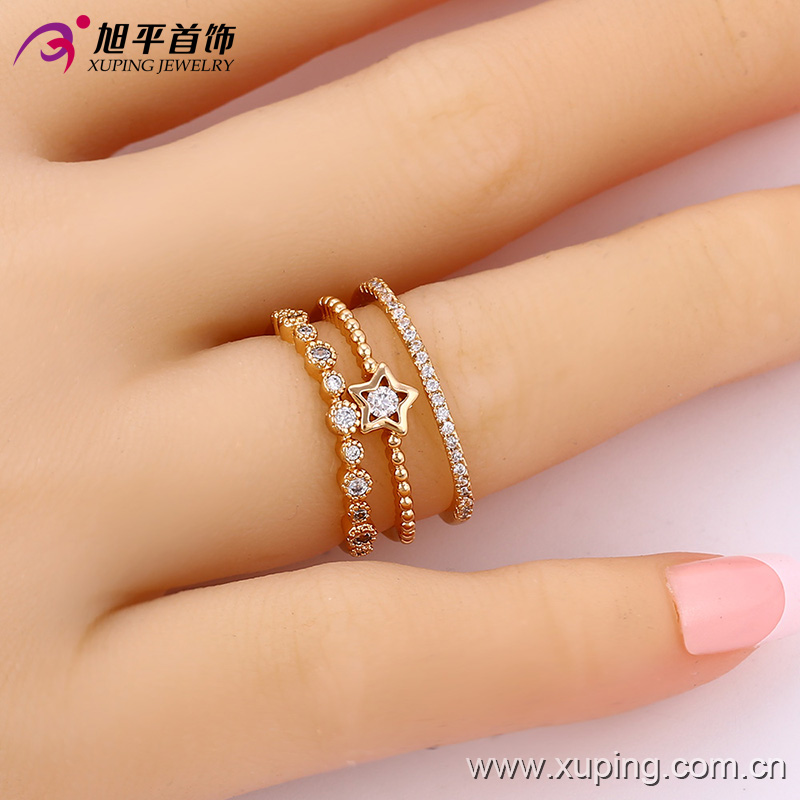 Fashion Elegant CZ Star 18k Gold-Plated Women Jewelry Ring -13667