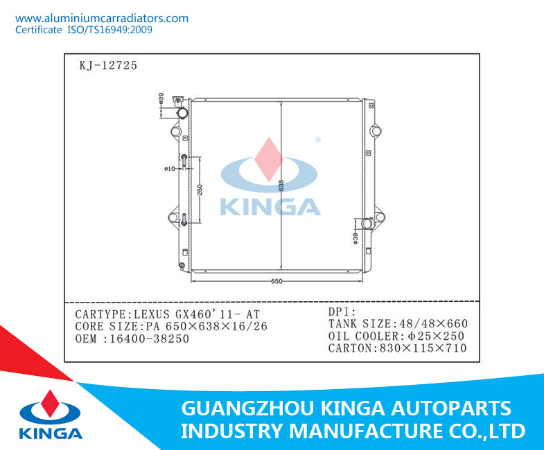 Car Auto Brazed Aluminum Toyota Radiator for OEM 16400-38250