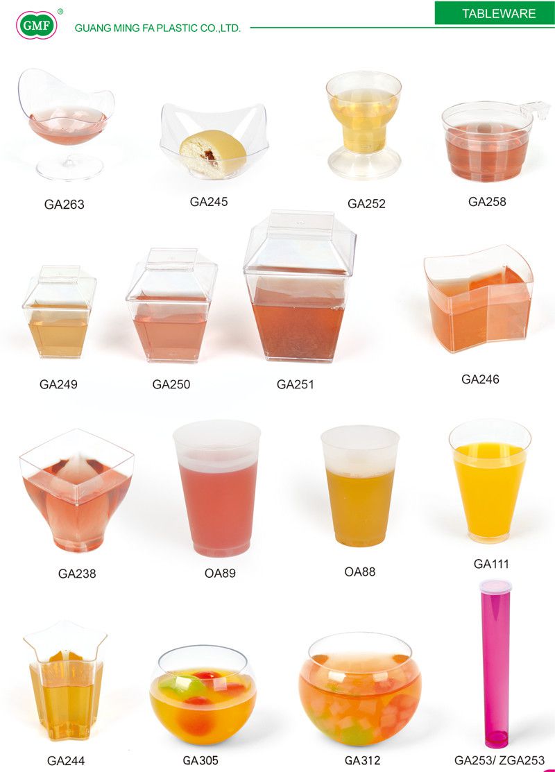 PP/PS Plastic Cup Oval Cup with Spoon in The Square Box