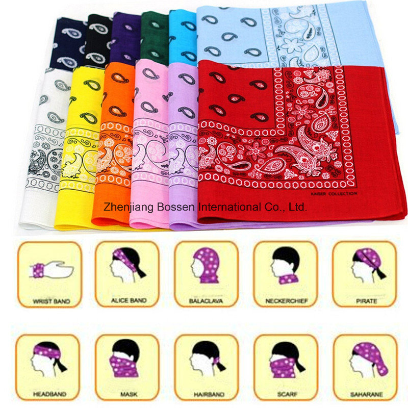 OEM Produce Cheap Customized Promotional Double Printed 100% Cotton Paisley Cowboy Bandanas