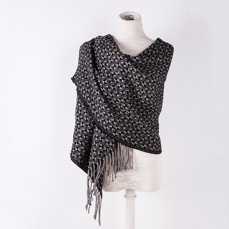 Women's Cashmere Like Classic Checked Knitted Winter Printing Shawl Scarf (SP303)