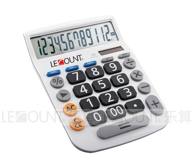 12 Digits Dual Power Desktop Calculator with Big LCD Display and Keys (LC201-12D)