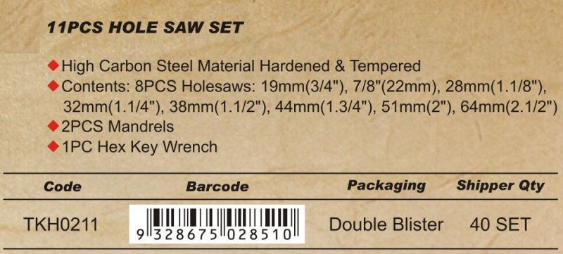 Power Tools Accessories 11PCS Hole Saw Set OEM