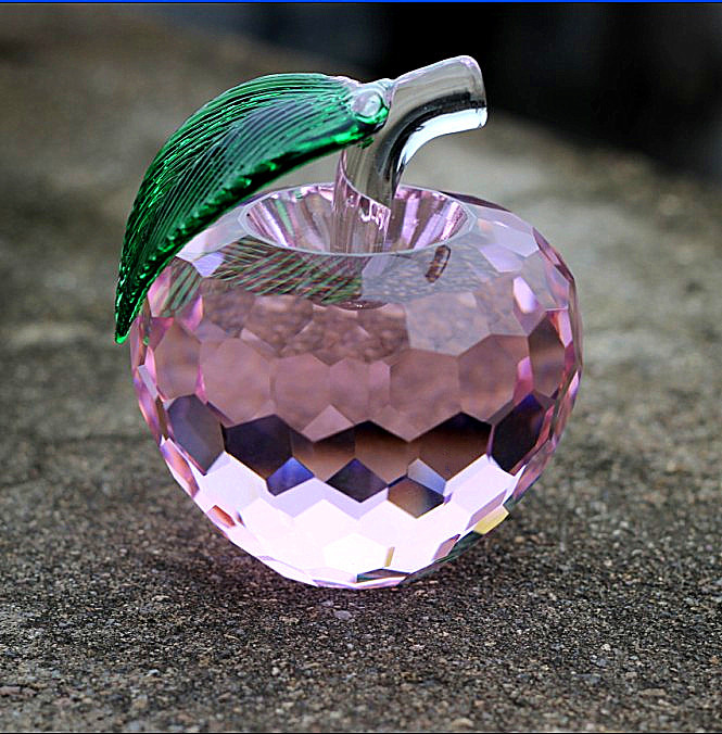 Various Colors Crystal Apple Decoration Glass Craft
