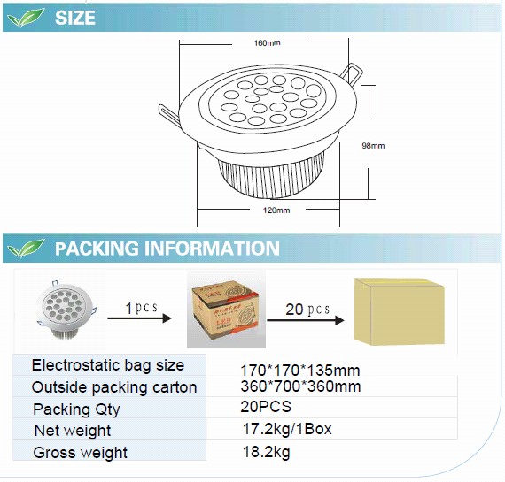 18W LED Ceiling Light with CE RoHS (GN-TH-CW1W18)