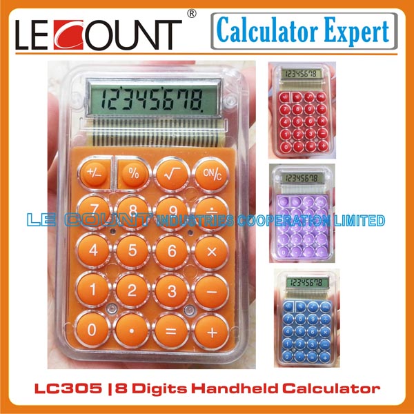 8 Digits Transparent Pocket Calculator with Optional Keychain (LC305)