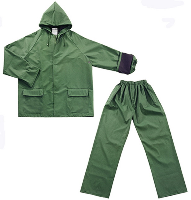 Army Green Polyester/PVC Water-Proof Motorcycle Rainsuit for Adult