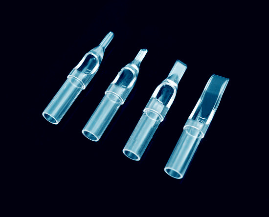 Short Blue Clear Disposable Plastic Tattoo Tips