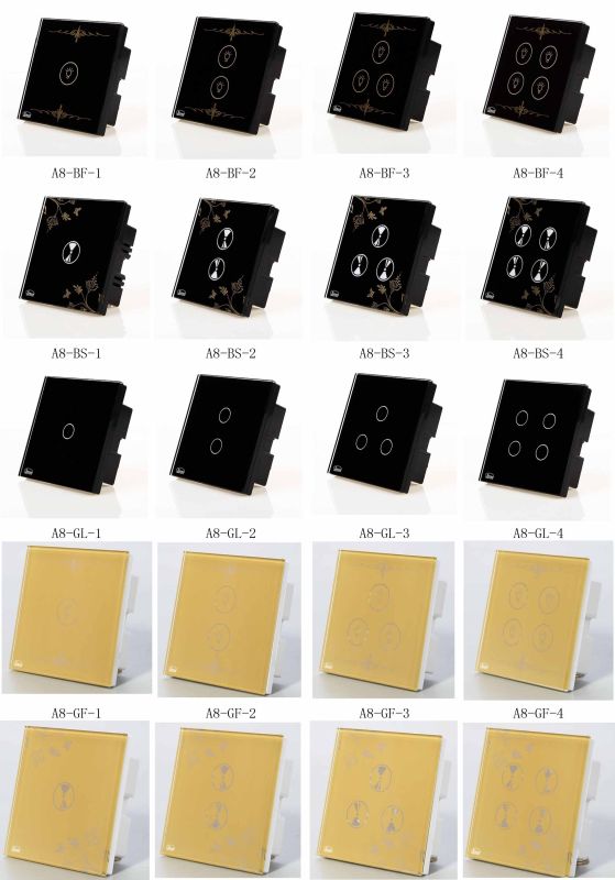 Wall Switch, Remote Control Switch, Touch Switch, Black 1 Key ABS