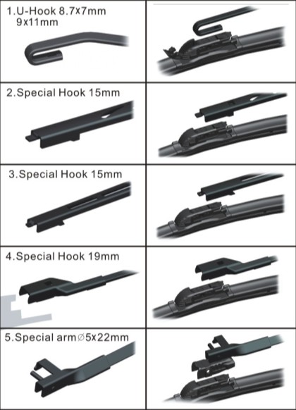 Car Accessories Adaptor 5 in 1 Hybird Wiper Blade T190