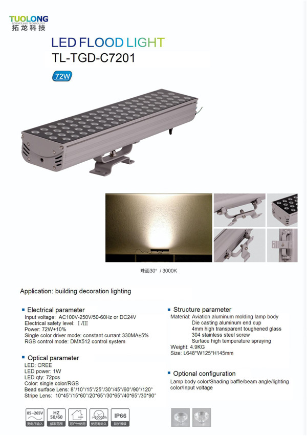 Professional LED Outdoor Lighting High Power 72W LED Floodlight