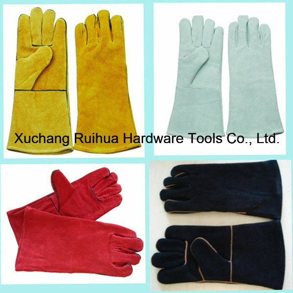 High Quality 14 Inch Cowhide Leather Welding Gloves, Cow Leather Industrial Gloves and Labor Glove, Long Leather Working Gloves, Kevlar Stitched Welding Gloves