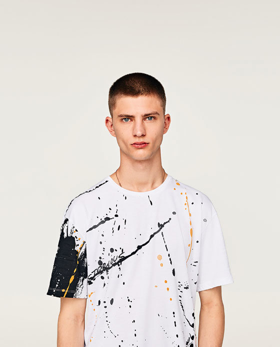 Paint Splatter Print Round Neck T-Shirt