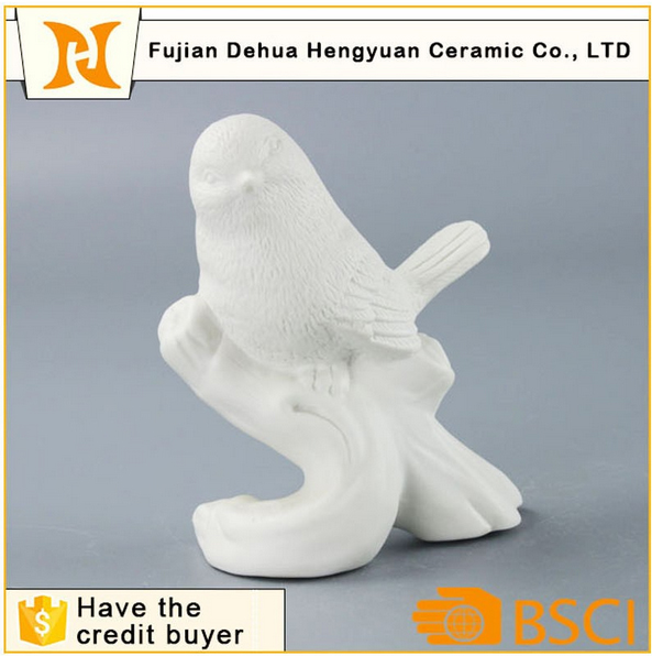 Decorative Glazed White Ceramic Bird Craft