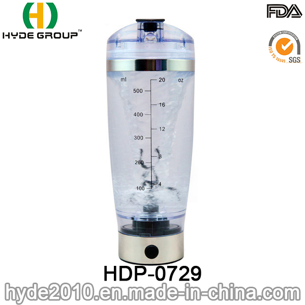 600ml BPA Free Plastic Vortex Shake Bottle, Portable Plastic Electric Protein Shaker Bottle (HDP-0729)