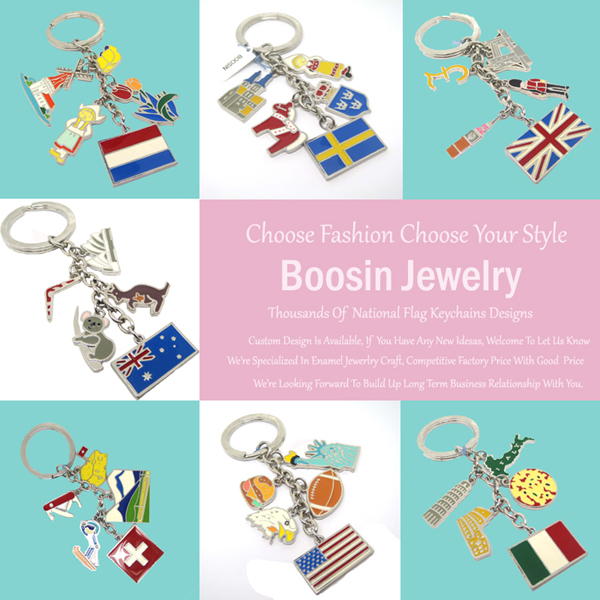 Wholesale Promotional Gift Cheap Fashion Custom Metal Flag Keychain