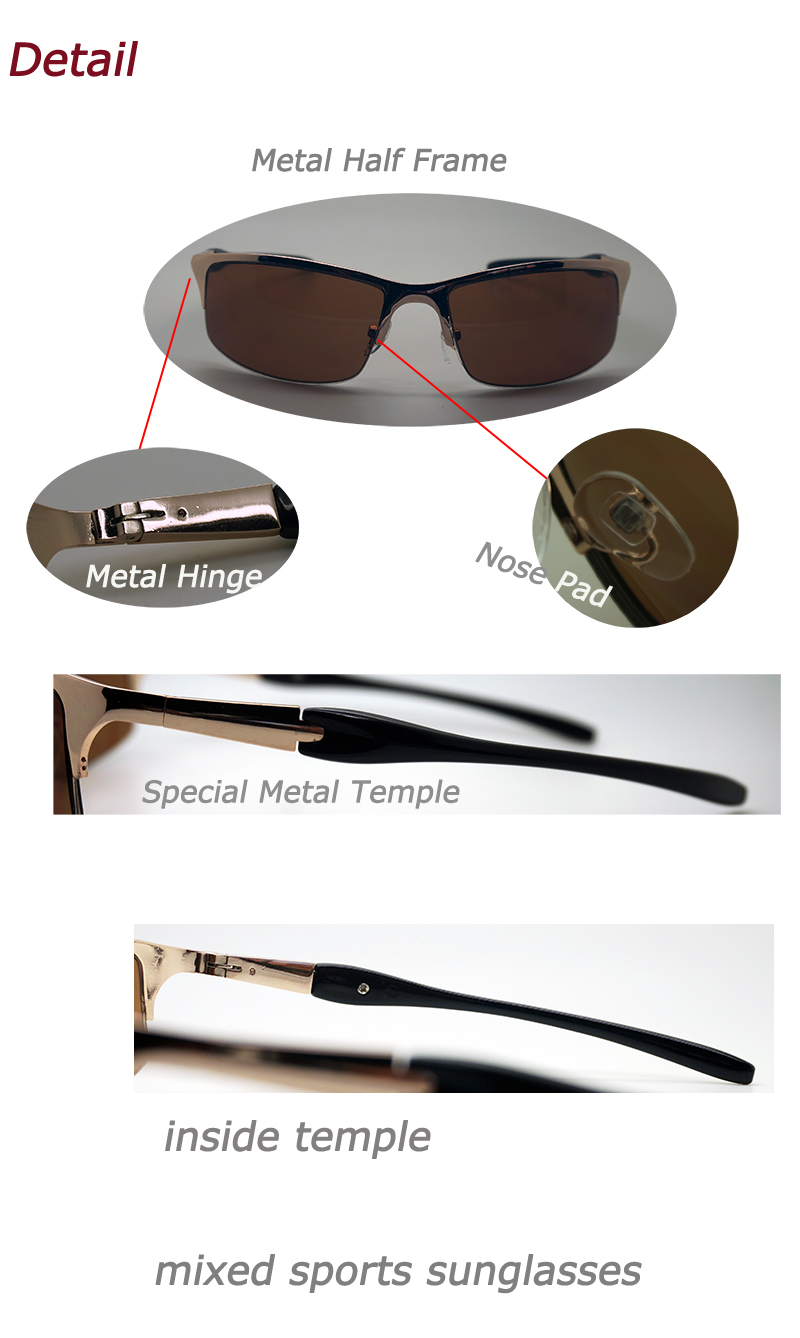 Men's Metal Sports Sunglasses with Spring Temple (WSP-7)