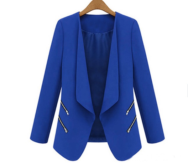 Spring Autumn Fashion Slimming Coat Long Sleeve Lapel Pure Color Leisure Business Suits