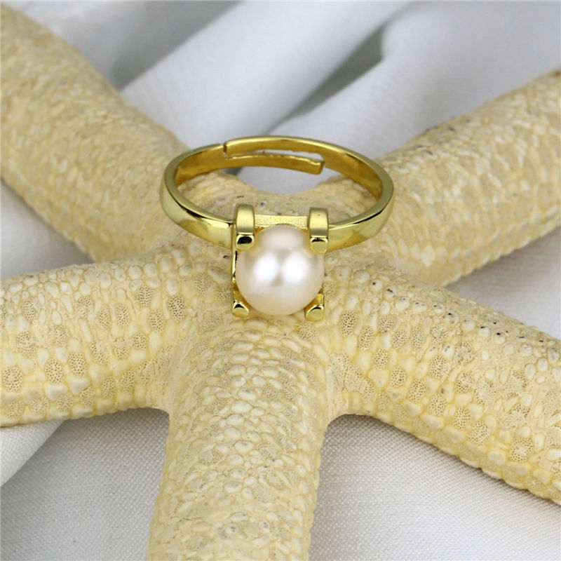 Gold Plated 925 Sterling Silver Fresh Water Pearl Ring