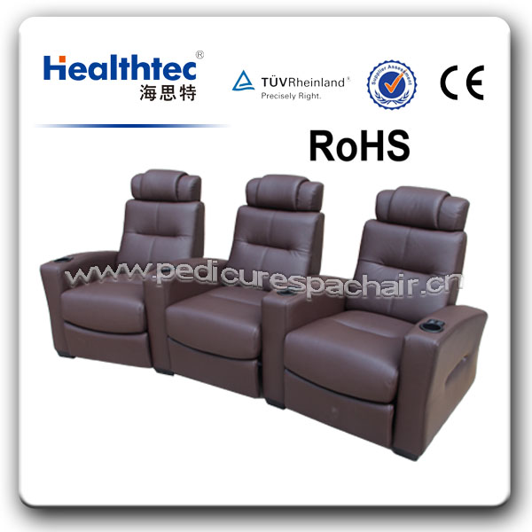 Top Backrest Geniuine Leather Home Theater Furniture (T019)