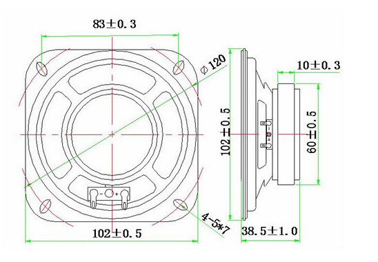 Fbs102W-3 102mm 5W 8ohm Fo-6kHz Mylar Cone Speaker (FBELE)