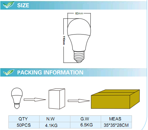 LED Bulb A60 12W CE RoHS Approval