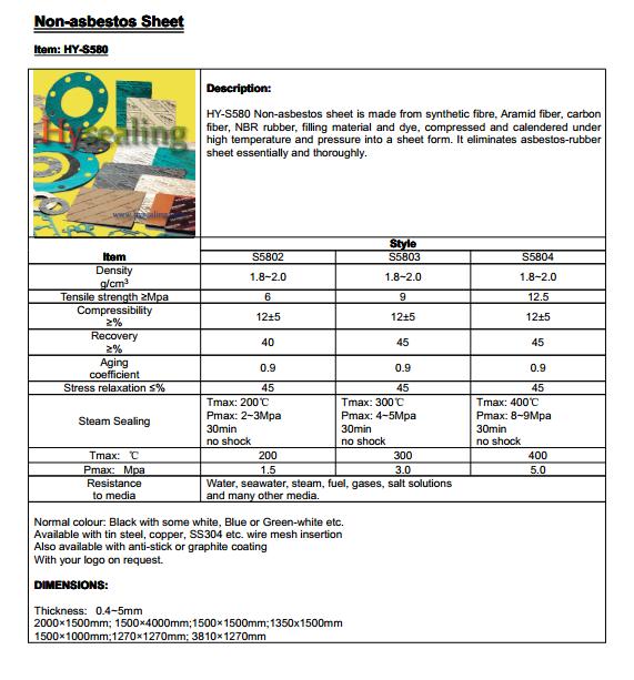 Non-Asbestos Jointing Rubber Gasket Sheet for Mechanical Seal