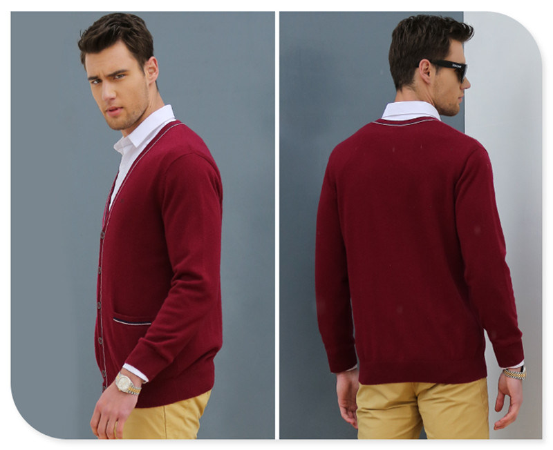 Wholesale Button Cardigan Style 100% Man Cashmere Sweater