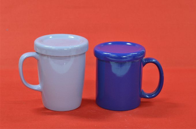 Grey Blue Cup with Lid