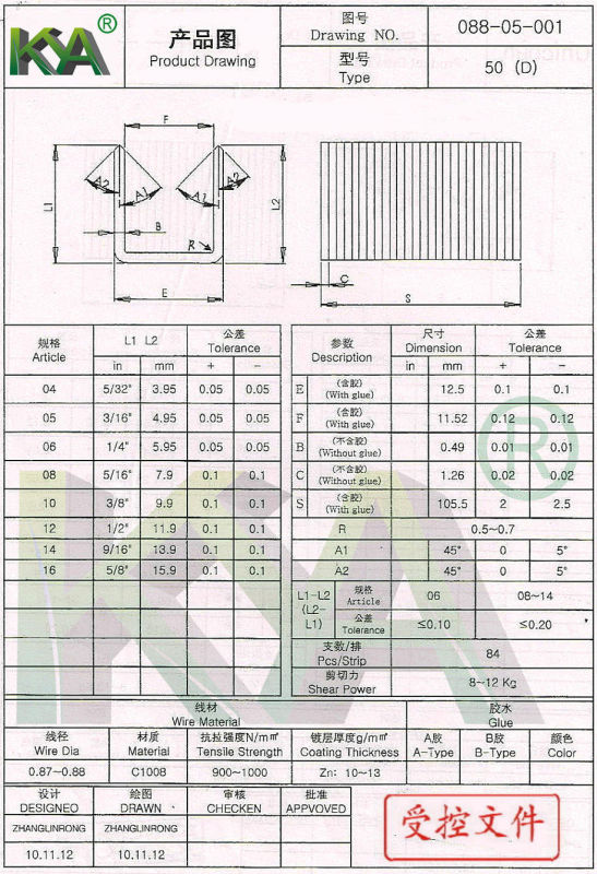 50 Series Galvanized Staples for Roofing and Furnituring