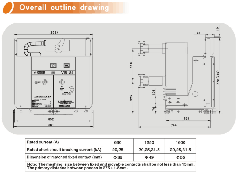 Indoor Hv Vacuum Circuit Breaker with Common Insulated Cylinder (VIB-24)