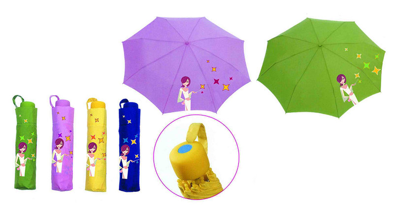 City Girl Print 3 Fold Manual Compact Umbrella (YS-3F21083002R)