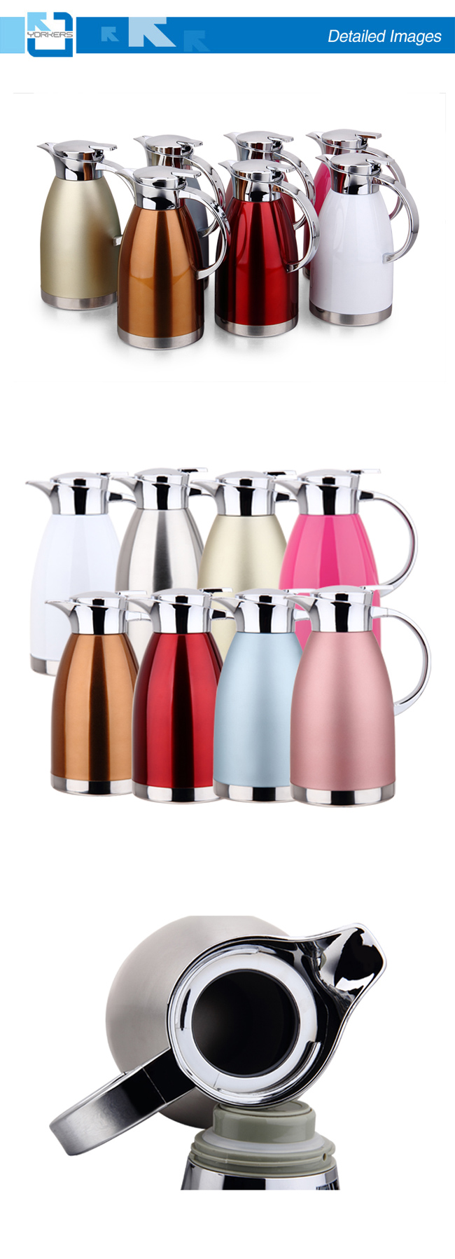 1.8L/2.3L Colourful 304 Stainless Steel Water Tea Vacuum Kettle Coffee Pot