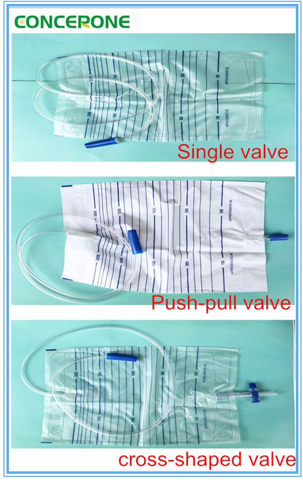 1500ml/2000ml Disposable Urine Bag with with T Valve