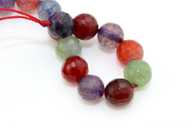 Natural Gemstone Loose Strand Mixed Color Size 6 8 10 12 14mm Facted Agate Beads