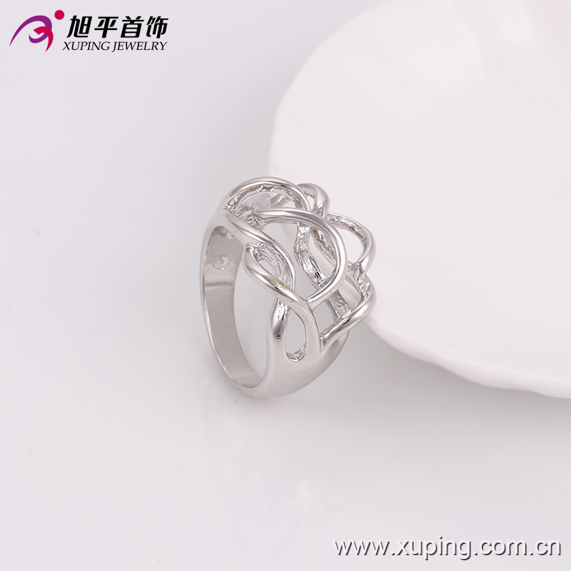 Fashion Popular Simple No Stone Silver- Plated Jewelry Finger Rings Design for Women--13549