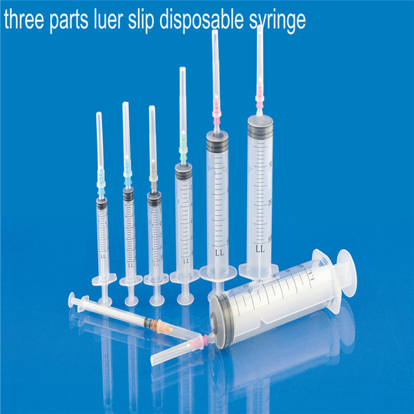 Medical Disposable 3-Parts Luer Slip Syringe with Needle CE ISO SGS GMP TUV